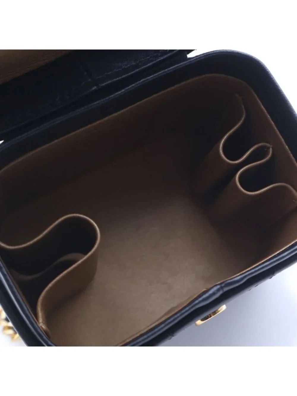 Chanel CC Logo Quilted Lambskin Leather Vanity Chain Shoulder Bag Black - Picture 4 of 6